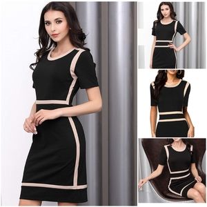 Scoop Neck Optical Illusion Bodycon Dress - Size L